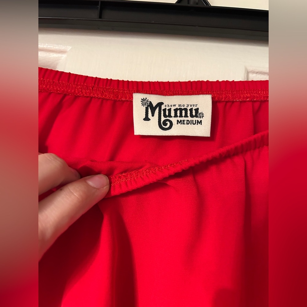 Show Me Your Mumu Banjo Pom Pom Crop Top Red Bonfire Crisp Size Medium - Picture 5 of 6